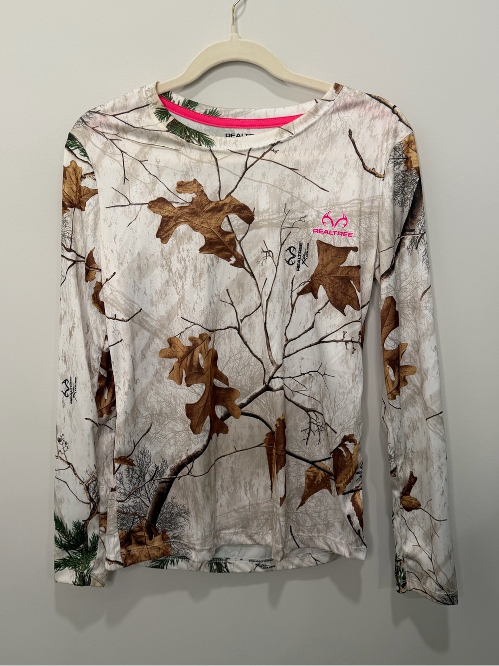 Realtree White Pink Camo Long Sleeve Hunting Shirt Size Medium